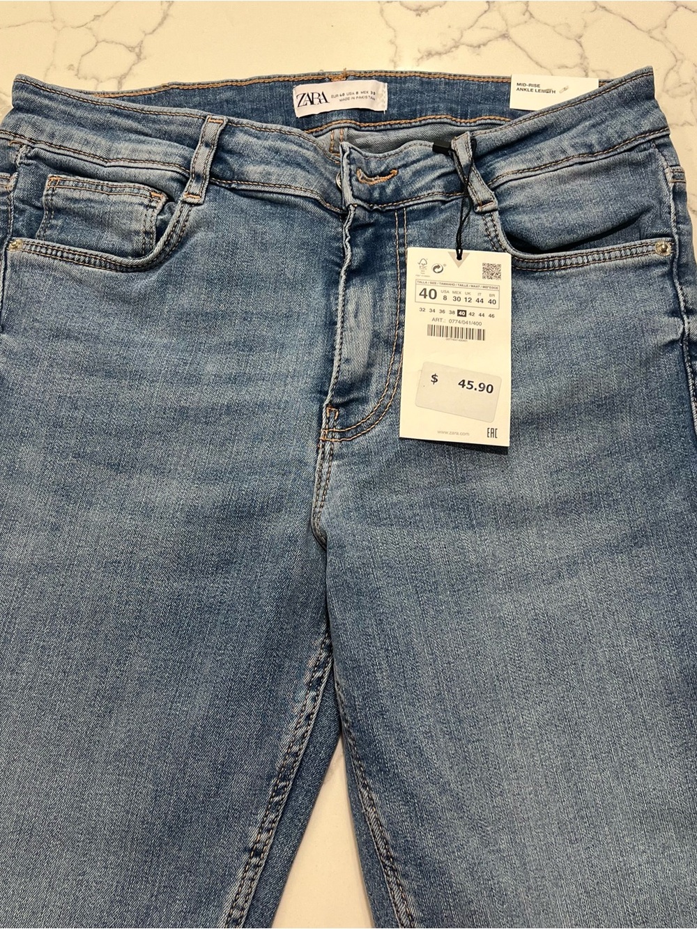 ZARA Women’s  Skinny Jeans in Mid Blue Wash - Size 8❤️ - Picture 3 of 13